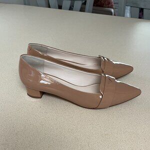 Boden patent leather mini heel pumps, size 39. Tan color. Narrow!!!
